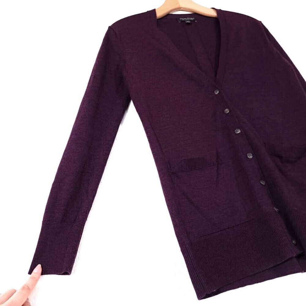 NEW Banana Republic 100% Merino Wool Boyfriend Cardigan Button Down Sweater XXS - Picture 5 of 9